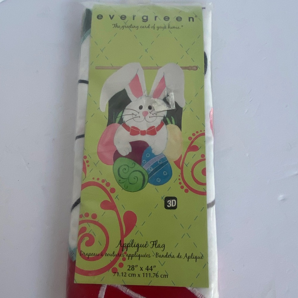 Evergreen Applique Flag 28x44 Multicolor New Easter‎ Bunny